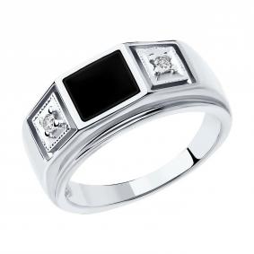 Серебряное кольцо SOKOLOV 94010437 с фианитом и эмалью 94010437 фото