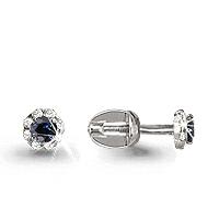 Серьги из белого золота AQUAMARINE 940108 с бриллиантом и сапфиром 940108 фото