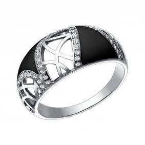 Серебряное кольцо SOKOLOV 94011035 с фианитом и эмалью 94011035 фото