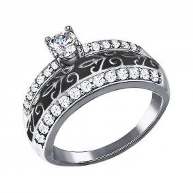 Серебряное кольцо SOKOLOV 94011127 с фианитом и эмалью 94011127 фото