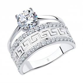 Серебряное кольцо SOKOLOV 94011132-91 с фианитом и эмалью 94011132-91 фото