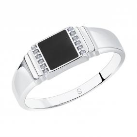 Серебряное кольцо SOKOLOV 94011324-91 с фианитом и эмалью 94011324-91 фото