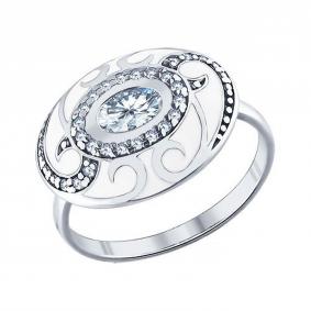Серебряное кольцо SOKOLOV 94011333 с фианитом и эмалью 94011333 фото
