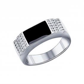 Серебряное кольцо SOKOLOV 94011390 с фианитом и эмалью 94011390 фото