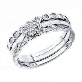 Серебряное кольцо SOKOLOV 94011705 с фианитом и эмалью 94011705 фото