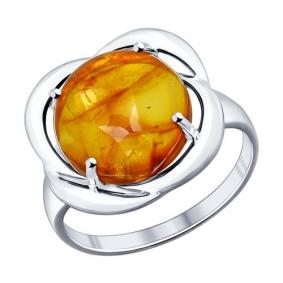 Серебряное кольцо SOKOLOV 94011819 с янтарём 94011819 фото