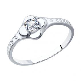 Серебряное кольцо SOKOLOV 94011842 с фианитом и эмалью 94011842 фото