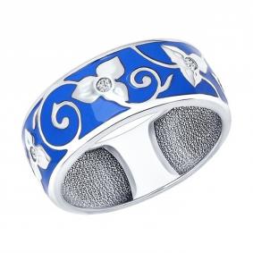 Серебряное кольцо SOKOLOV 94011991 с фианитом и эмалью 94011991 фото