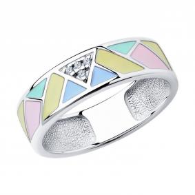 Серебряное кольцо SOKOLOV 94012114-91 с фианитом и эмалью 94012114-91 фото