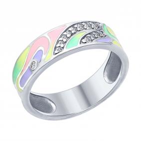 Серебряное кольцо SOKOLOV 94012403 с фианитом и эмалью 94012403 фото