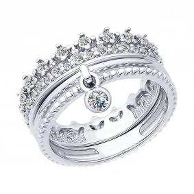 Серебряное кольцо-трансформер SOKOLOV с фианитом 94012405 94012405 фото