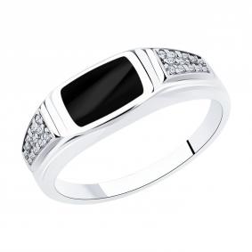Серебряное кольцо SOKOLOV 94012410 с фианитом и эмалью 94012410 фото