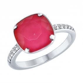 Серебряное кольцо SOKOLOV 94012432 с фианитом и кристаллом Swarovski 94012432 фото