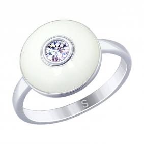 Серебряное кольцо SOKOLOV 94012646 с фианитом и эмалью 94012646 фото