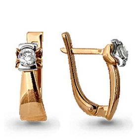 Золотые серьги AQUAMARINE 940126к с бриллиантом 940126к фото