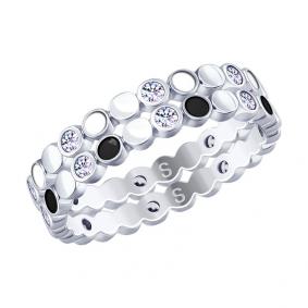 Серебряное кольцо SOKOLOV 94012893 с фианитом и эмалью 94012893 фото