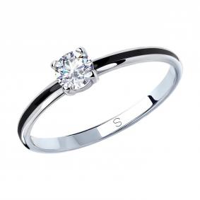 Серебряное кольцо SOKOLOV 94012935 с фианитом и эмалью 94012935 фото