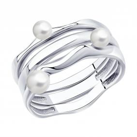 Серебряное кольцо-трансформер SOKOLOV с жемчугом 94013353 94013353 фото