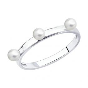 Серебряное кольцо SOKOLOV 94013358 с жемчугом 94013358 фото