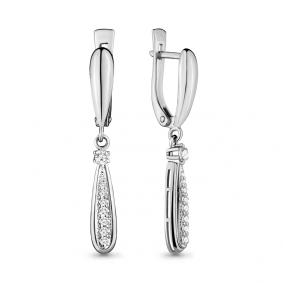 Серьги из белого золота AQUAMARINE 940136 с бриллиантом 940136 фото