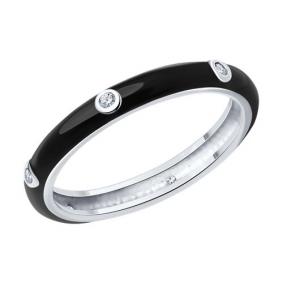 Серебряное кольцо SOKOLOV 94013793 с фианитом и эмалью 94013793 фото