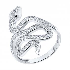 Серебряное кольцо имвол года Змея SOKOLOV с фианитом 94013822-9 94013822-9 фото
