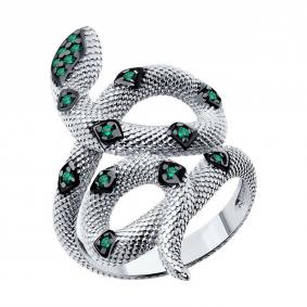 Серебряное кольцо Символ года Змея SOKOLOV с фианитом 94013857-91 94013857-91 фото