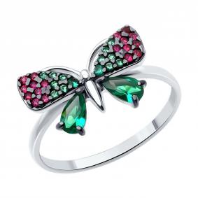 Серебряное кольцо SOKOLOV 94013876-91 с фианитом и рубиновым корундом 94013876-91 фото