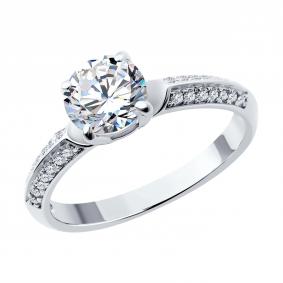 Серебряное кольцо SOKOLOV 94013981-91 с фианитом 94013981-91 фото