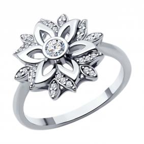 Серебряное кольцо SOKOLOV 94013989-91 с фианитом 94013989-91 фото