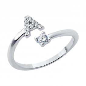 Серебряное кольцо-буква А SOKOLOV с фианитом 94014028-91 94014028-91 фото