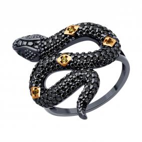 Серебряное кольцо Символ года Змея SOKOLOV с фианитом 94014057-91 94014057-91 фото