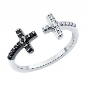 Серебряное кольцо-крест SOKOLOV с фианитом 94014084-91 94014084-91 фото