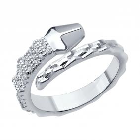 Серебряное кольцо Символ года Змея SOKOLOV с фианитом 94014114-91 94014114-91 фото