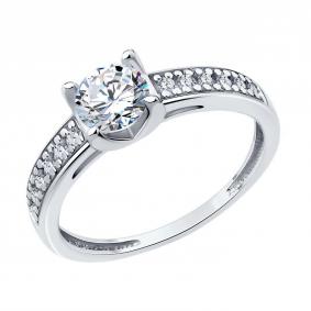 Серебряное кольцо SOKOLOV 94014186-91 с фианитом 94014186-91 фото