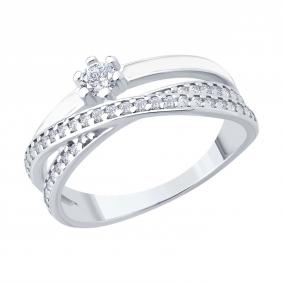 Серебряное кольцо SOKOLOV 94014470 с фианитом и эмалью 94014470 фото