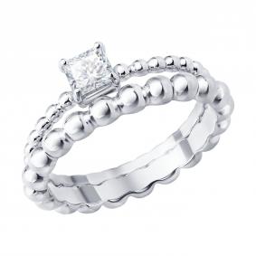 Серебряное кольцо SOKOLOV 94014861 с фианитом 94014861 фото