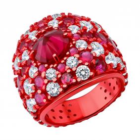 Серебряное кольцо SOKOLOV 94014879 с фианитом и рубиновым корундом 94014879 фото