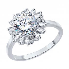 Серебряное кольцо SOKOLOV 94014883-91 с фианитом 94014883-91 фото