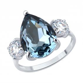 Серебряное кольцо SOKOLOV 94014950 с фианитом и ювелирным кристаллом 94014950 фото