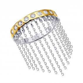 Кольцо из золочёного серебра SOKOLOV 94014988 с фианитом 94014988 фото