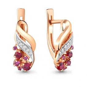 Золотые серьги AQUAMARINE 940149кр с рубином 940149кр фото