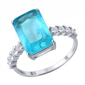 Серебряное кольцо SOKOLOV 94015008 с фианитом, кварцем и ювелирным кристаллом 94015008 фото