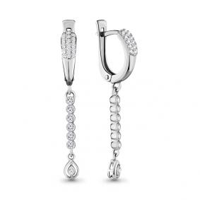 Серьги из белого золота AQUAMARINE 940184 с бриллиантом 940184 фото