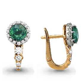 Золотые серьги AQUAMARINE 940189к с бриллиантом и агатом 940189к фото