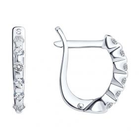 Серебряные серьги SOKOLOV 94020069 с фианитом 94020069 фото