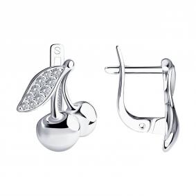 Серебряные серьги SOKOLOV 94020163 с фианитом 94020163 фото