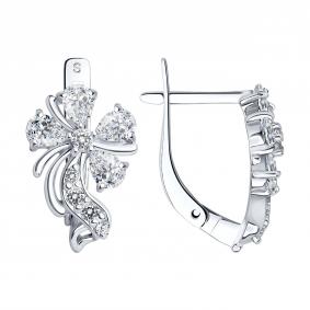 Серебряные серьги SOKOLOV 94020248 с фианитом 94020248 фото
