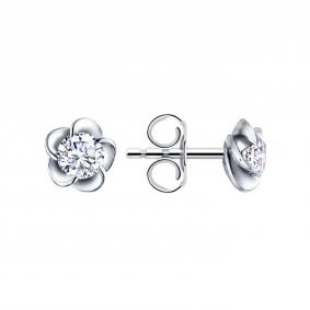 Серебряные серьги SOKOLOV 94020286-91 с фианитом 94020286-91 фото