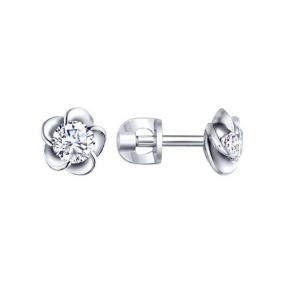 Серебряные серьги SOKOLOV 94020286 с фианитом 94020286 фото